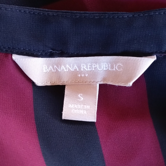 Banana Republic Striped Stand Collar Blouse Sz S - Picture 9 of 9